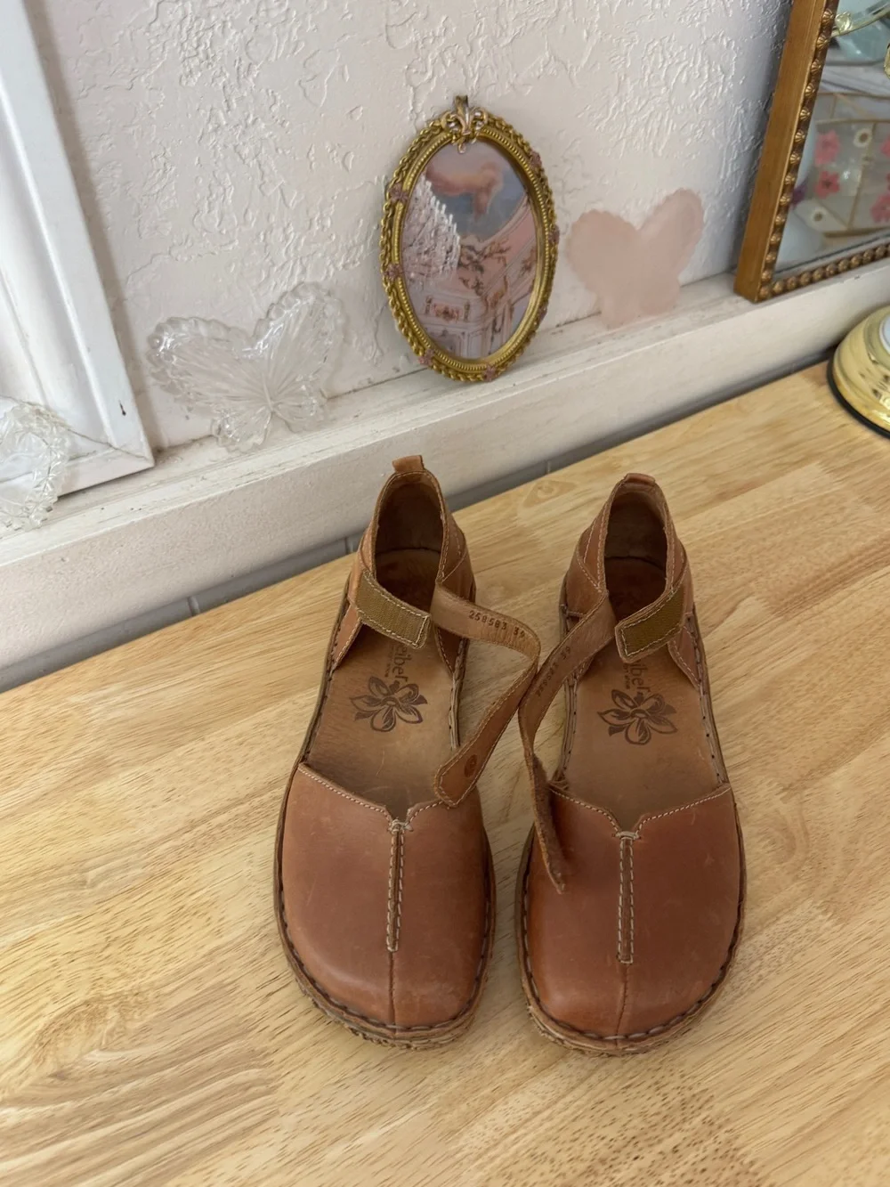 Josef Seibel Brown Leather Mary Jane Comfort Flats EU 39 Minimalist Classic